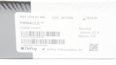 DePuy 1218-87-466 Pinnacle Metal Insert Neutral 44mm ID x 66mm OD (x)